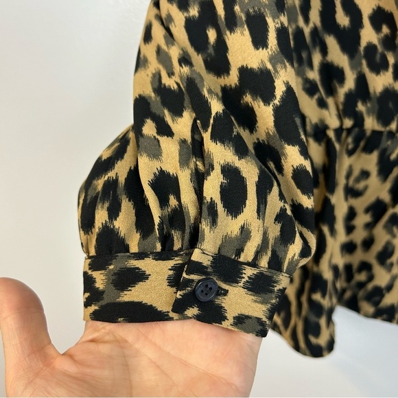 Halogen Leopard Print Faux Wrap Peplum Blouse/Top Size XXS - Picture 12 of 14